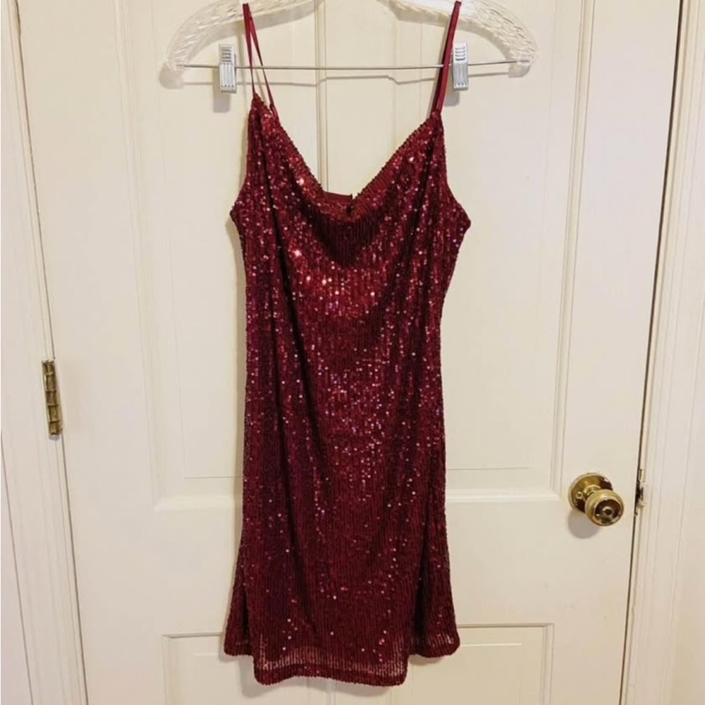 BeBop Sparkling Burgundy Mini Dress